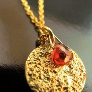 Gold necklace. Red Garnet necklace.